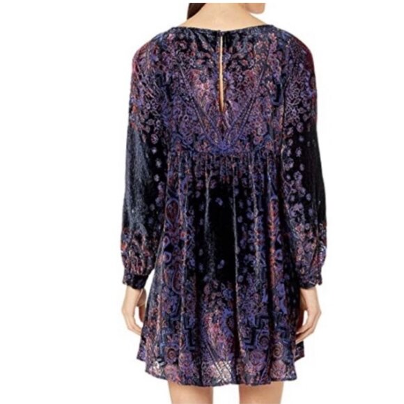 Free People Sz Small Crushed Velvet Whimsigoth witchy Mirror Mirror babydoll - Picture 3 of 16
